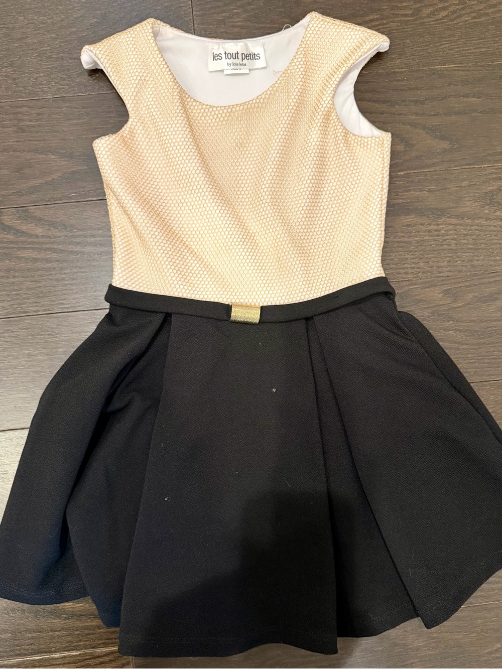 Les Tout Petits Girls' Gold with Black Skirt Party Dress - Like NEW - size 6